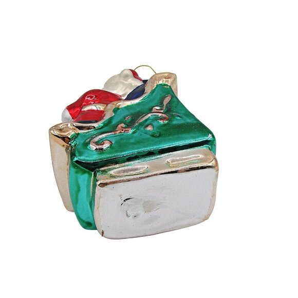 Vintage Glass Christmas Holiday Ornament Santa Sleigh Gifts Tree Hanging 6" - Picture 6 of 12